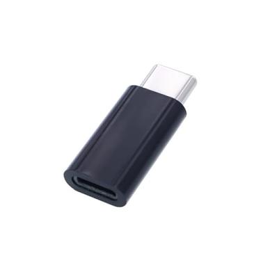 Imagem de 2 peças, para adaptador Lightning fêmea para USB C macho, aplicável apenas para carregamento e transferência de dados, preto