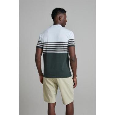 Imagem de Camisa Polo Malha Slim Fit - Azul Celeste / Verde Floresta - HIGHSTIL,