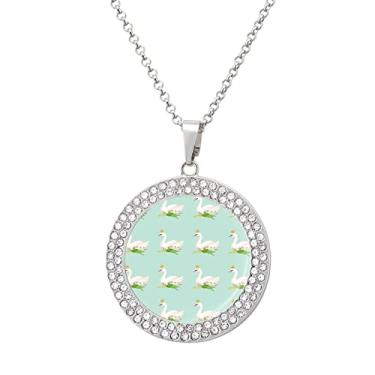 Imagem de Donnapink Colar de lembrança de prata sem costura com flores de lírio de água com flores de lírio de água sem costura para homens e mulheres, joias com pingente de diamante, colar de liga de cachorro