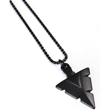 Imagem de Colar masculino preto pingente ponta de flecha corrente em aço inoxidável
