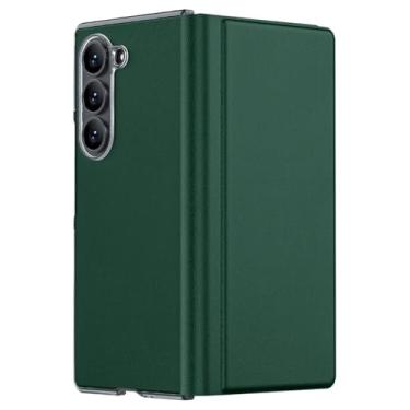 Imagem de LYJSMGZ Capa de couro genuíno para Samsung Z Fold 7, bordas levantadas com fecho magnético para câmera, à prova de choque, ajuste fino, capa protetora de corpo inteiro de 360°, verde, dobra Z 7