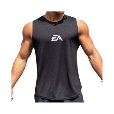 Imagem de Camiseta Regata Masculina Sem Mangas Em Malha Secagem Rápida Gola Redo