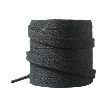 Imagem de Cadarços Planos Pretos E Brancos Para Tênis AF1 Com Fivela De Metal - 