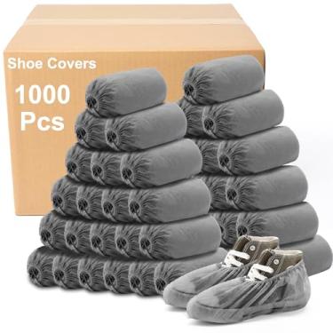 Imagem de Vabean 1000 peças de capas de sapato descartáveis capa de bota impermeável antiderrapante para proteção de piso de carpete interno no local de trabalho, tamanho único (cinza)