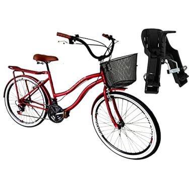 Imagem de Bicicleta aro 26 Com Cadeirinha frontal Retrô 18v com cesta