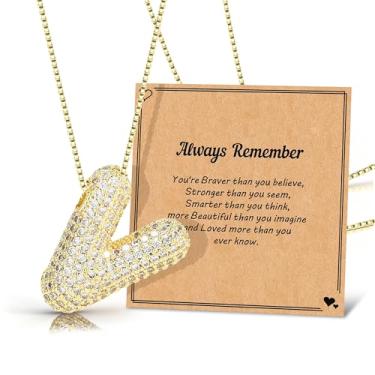 Imagem de Colar com letra de bolha, balões de ouro, corrente banhada a ouro, delicada, pingente de pingente de letra fofa, presente para meninas adolescentes, coisas modernas, Metal, Sem Pedra Preciosa