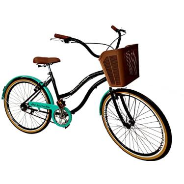 Imagem de Bicicleta Aro 26 passeio sem marchas com cesta forte Preto