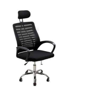 Imagem de Cadeira de Escritório Ergonômica Giratória Mesh Preta com Apoio para Cabeça Estofada para Home Office