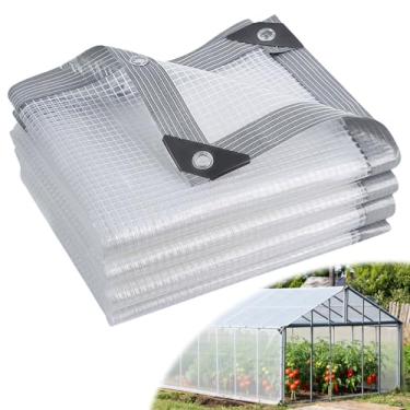 Imagem de Lonas de plástico transparente de 16 mil, resistente à água, 50 x 76 m, cobertura de plástico para casa verde, capa de estufa resistente a UV, lona transparente com ilhós para jardim, fazendas