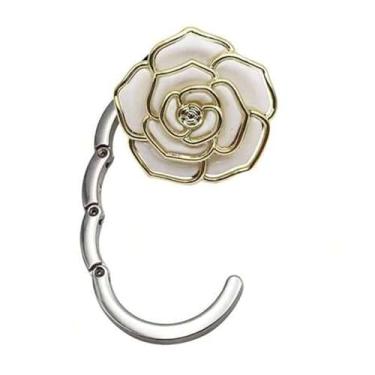 Imagem de Gancho monocromático branco de liga de zinco – Gancho dobrável portátil para mulheres, estudantes, presente pequeno, carteira, mesa e mochila escolar