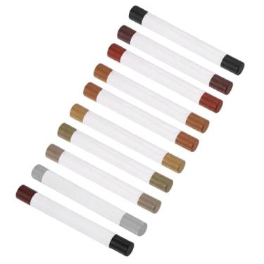 Imagem de Unifizz Bastão de enchimento de cera para reparo de móveis, lápis de cera de madeira para reparo de arranhões para arranhões furos piso laminado carpinteiros mesas mesas, conjunto com 10