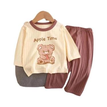 Imagem de Conjunto De Roupas Com Estampa De Urso Bebê, Pijama De Algodão De Mang