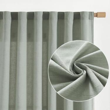 Imagem de Cortinas jinchan Linen Blend, 180 cm de comprimento, verdes para sala 