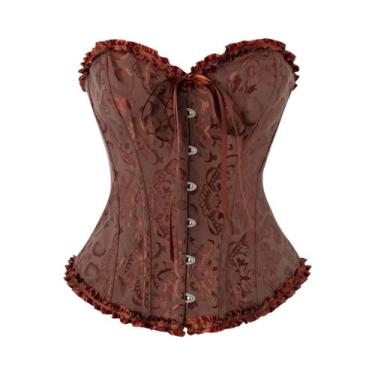 Imagem de Vestido espartilho marrom escuro com cintura justa e top modelador par