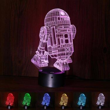 Imagem de Luz noturna R2D2 LED 3D para quarto de crianças com gradiente de 7 cores