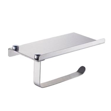 Imagem de QANYEGN Suporte de papel higiênico, suporte de papel higiênico para banheiro com prateleira de telefone, suporte de rolo de tecido higiênico de montagem na parede para casa e hotel (Superfície do