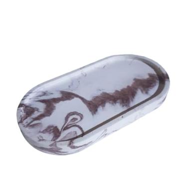 Imagem de Bandeja Decorativa Oval Multiuso | Marmorizado | Kit |Granilite | Porta Jóias | Acessórios | Porta Velas 17.5 cm x 9 cm para Casa Sala Quarto e Ambientes de Decoração Elegante(Mármore brown)