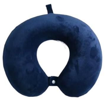 Imagem de Almofada de Pescoço para Viagem – Travesseiro Infantil e Adulto – Protetor Confortável em Veludo(2 Unidades,Azul Escuro)