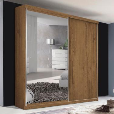 Imagem de Guarda Roupa Solteiro 2 Portas De Correr 2 Gavetas E 3 Espelhos Salvador Plus Espresso Móveis Freijó