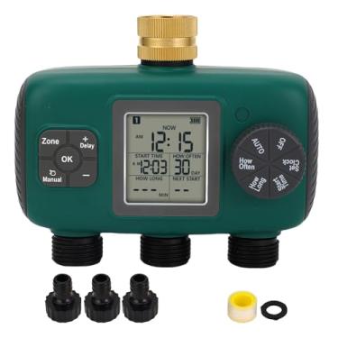 Imagem de QANYEGN Temporizador de água de 3 zonas, temporizador de mangueira de jardim com display LCD, controlador de irrigação de temporizador de rega para jardim, gramado, quintal, piscin
