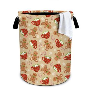 Imagem de Cesto de lavanderia de doces de Natal, cesto de roupa dobrável, organizador de balde de roupas, 40 x 40 cm, para lavanderia, quarto/banheiro