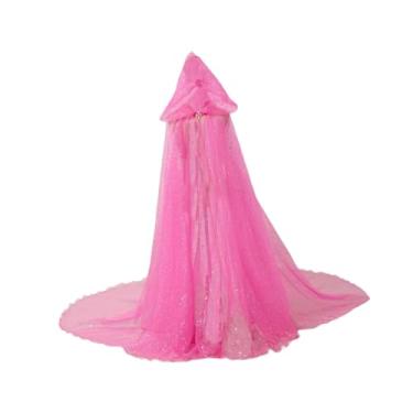 Imagem de Wzmzjy Capa Longa com Capuz para Mulheres, Ideal para O Halloween, Baile de Máscaras E Carnaval, 150cm Rosa, Tamanho real