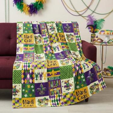 Imagem de Horaldaily Cobertor de flanela Mardigras, máscara xadrez de búfalo, baile de máscaras, carnaval, macio, felpudo, aconchegante, cobertores de lã para sofá, cama, presente ideal para crianças e adultos