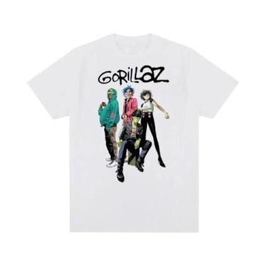 Imagem de Banda de música Gorillazs Punk Rock Print Camiseta 90s Moda Casual Cam