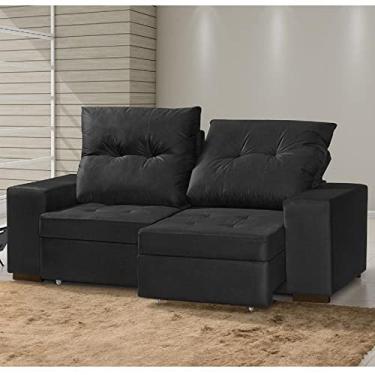 Imagem de Sofá Retrátil e Reclinável 3 Lugares 200cm com Baú Malaquita Nabas Preto