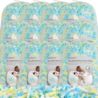 Imagem de HONEHO Enchimento de saco de feijão de espuma viscoelástica desfiada de 27 kg, enchimento de travesseiro macio e conveniente para pufes, sofá, almofada, animais de pelúcia, cama de cachorro