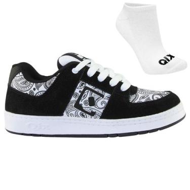 Imagem de Kit Tênis Qix 90S OG Original e Meia, 43, Branco, Preto, Masculino