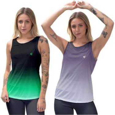 Imagem de Kit 2 Camisa Regata Feminina Cavada Musculação Caminhada Fitness Térmi