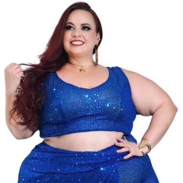 Imagem de Top cropped regata brilhante de lantejoulas semitransparente forrado i