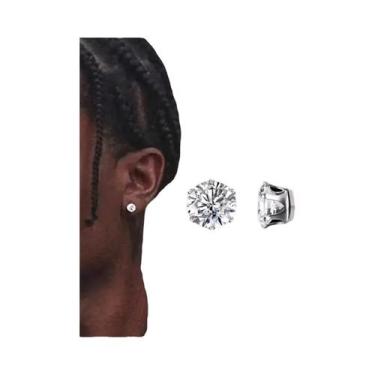 Imagem de Brincos Magnéticos De Prata Com Clipe Para Homens, Zircônia Cúbica Tra