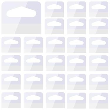 Imagem de 400 peças de etiquetas de exibição de varejo, 4 x 3,5 cm, abas de plástico transparente para pendurar no orifício, plástico autoadesivo, pendurar para loja de varejo, itens de venda