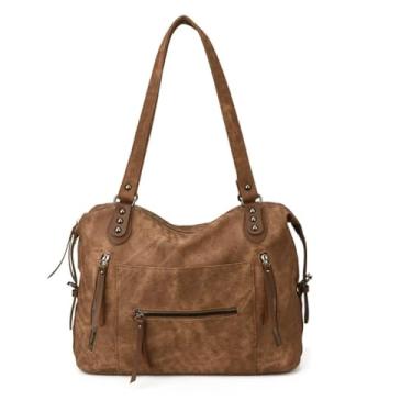 Imagem de Women's Slouchy Tote Bag, Stylish Versatile High-Capacity Retro Shoulder Bag, Ideal for Daily Commuting (Brown)