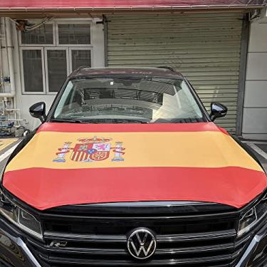 Imagem de Capa de capô de bandeira de carro para bandeira nacional da Espanha - acessórios de decoração de veículos da Copa do Mundo de 2026 serve para cupê, salão, SUV, MPV, 1,2 m x 1,5 m