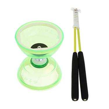 Imagem de JWQFBC Diabolo de Brinquedo com Luzes, Triplo Compartimento de Armazenamento, Varetas E Corda de 13 Cm, Verde