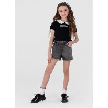 Imagem de Blusa cropped em cotton Wandinha Infantil menina Brandili, Preto, 12