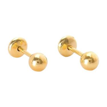 Imagem de Brinco Baby Bolinha 3,5mm Folheado a Ouro - Ideal para Bebês e Criança