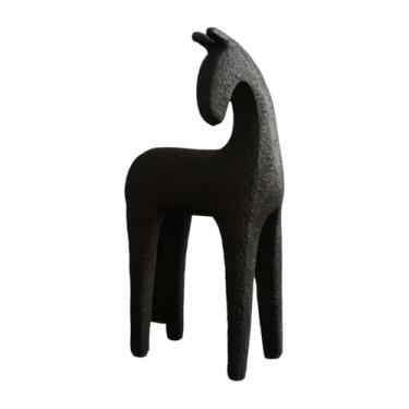 Imagem de BLWOTMOR Estatueta de Cavalo em Resina, Escultura Ornamental de Animal, Decoração Moderna E Criativa, Ideal para Escritório, Casa, Sala de Estar E Presente de, Preto Pequeno, Tamanho real
