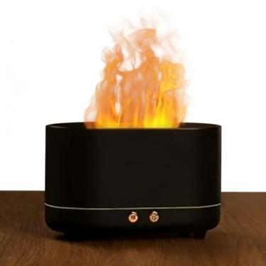 Imagem de Umidificador de Ar com Efeito de Chama, Difusor de Aroma Ultrassônico 200ml para Aromaterapia – LED USB Baixo Ruído(preto)