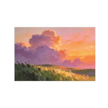 Imagem de Impressão em tela de paisagem de arte de parede - Nuvens de pastagem - Pintura de decoração - Imagens para sala de estar quarto 20 x 30 cm 8 x 12 polegadas sem moldura