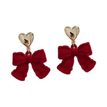 Imagem de Brincos Longos De Natal Com Laço Vermelho, Floco De Neve, Estrela E Co