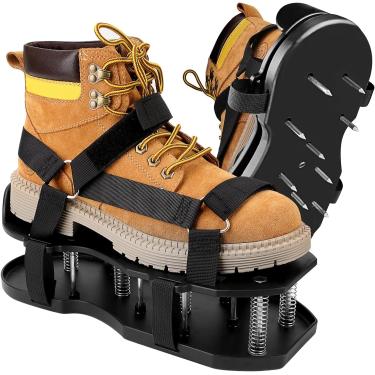 Imagem de Sapatos aeradores de gramado com tiras de gancho e laço serve para todas as sandálias resistentes de instalação gratuita, mola de camada dupla, sapato aerador automático atualizado para quintal, pátio