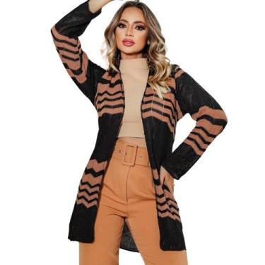 Imagem de Kimono Casaco Cardigan Reto Aberto Luxo - EUC STORE, Marrom, Único (Ve