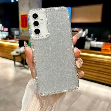 Imagem de Capa com glitter para Samsung Galaxy S25 S24 S23 S22 A06 A16 A26 A36 A56 A05s A15 A25 A35 A55 A14 A24 A34 A54 5G, PT, SZ, prata, para Galaxy S24