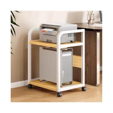 Imagem de KEG801302 Rack de armazenamento para impressora de piso de escritório, prateleira multicamadas, gabinete móvel para escritório, mesa de impressora (madeira original)