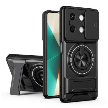 Imagem de SORAKA Capa para Xiaomi Redmi Note 13 5G com suporte,proteção de lente com janela e capa dupla de PC e TPU compatível com suporte magnético para carro