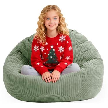 Imagem de ENBAOHUI Puff Cadeiras infantis de espuma viscoelástica confortável com enchimento de sofá e lounge verde